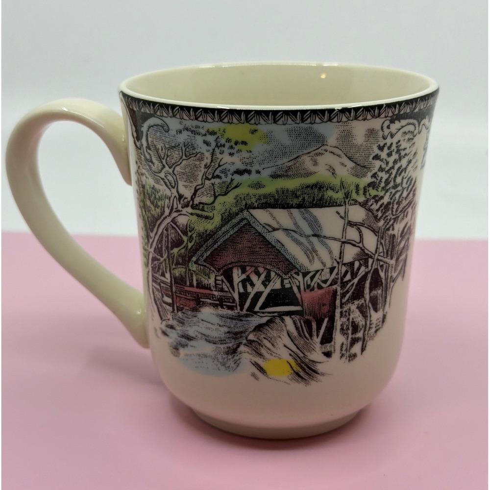 Johnson Brothers The Friendly Village Covered Bridge Coffee Mug England Cream‎